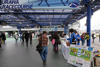 配布の様子（浦和競馬場）